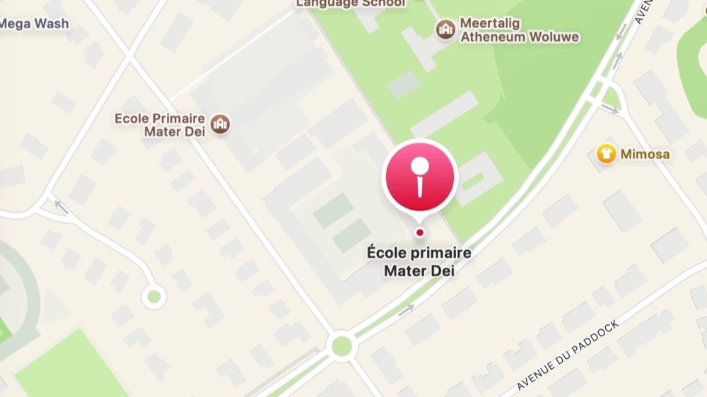 Plan d'accès à l'école primaire Mater Dei, avenue des Grands Prix à Woluwe-Saint-Pierre